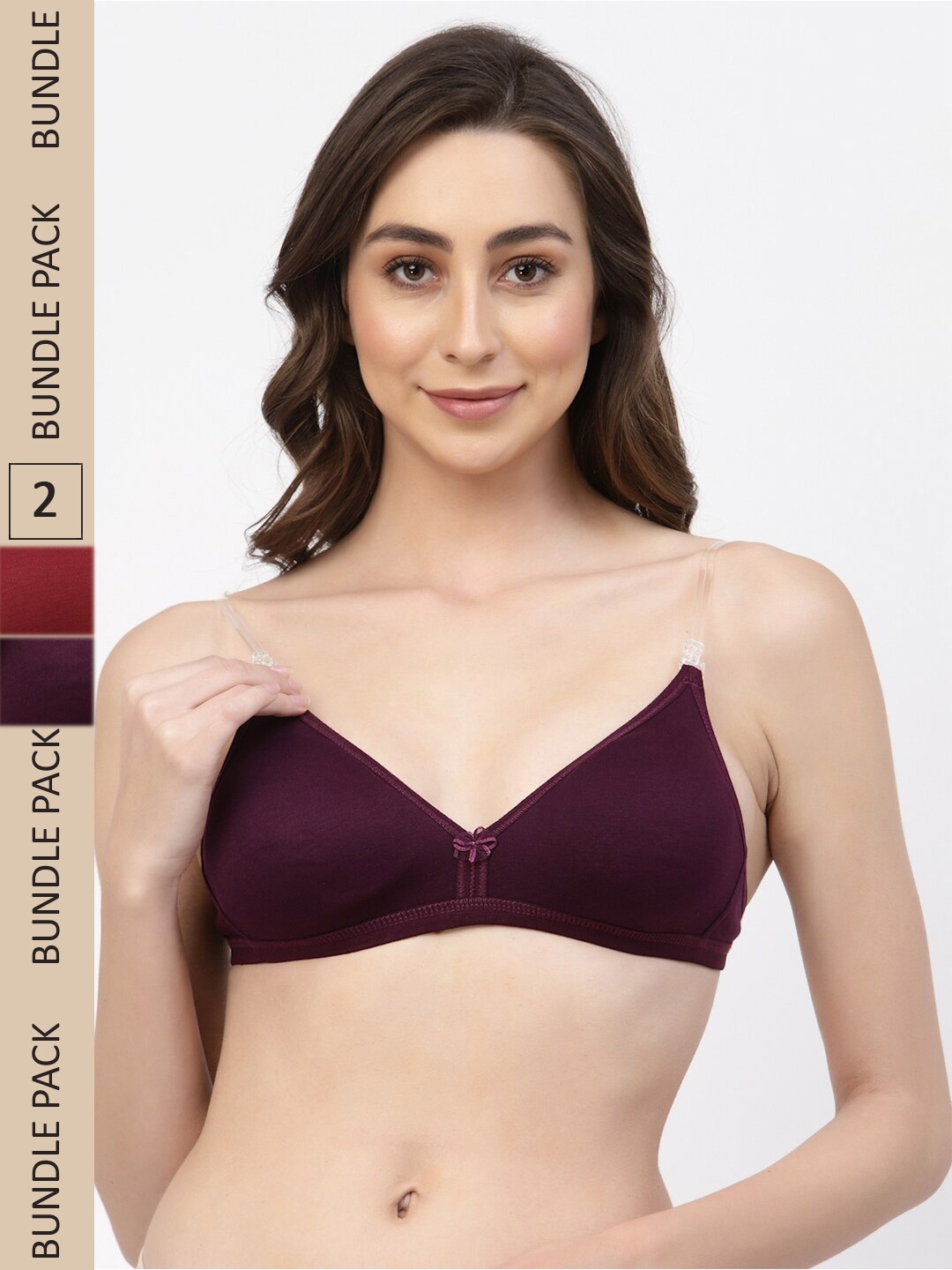 

Floret Pack Of 2 Non Padded Medium Coverage Bra, Burgundy