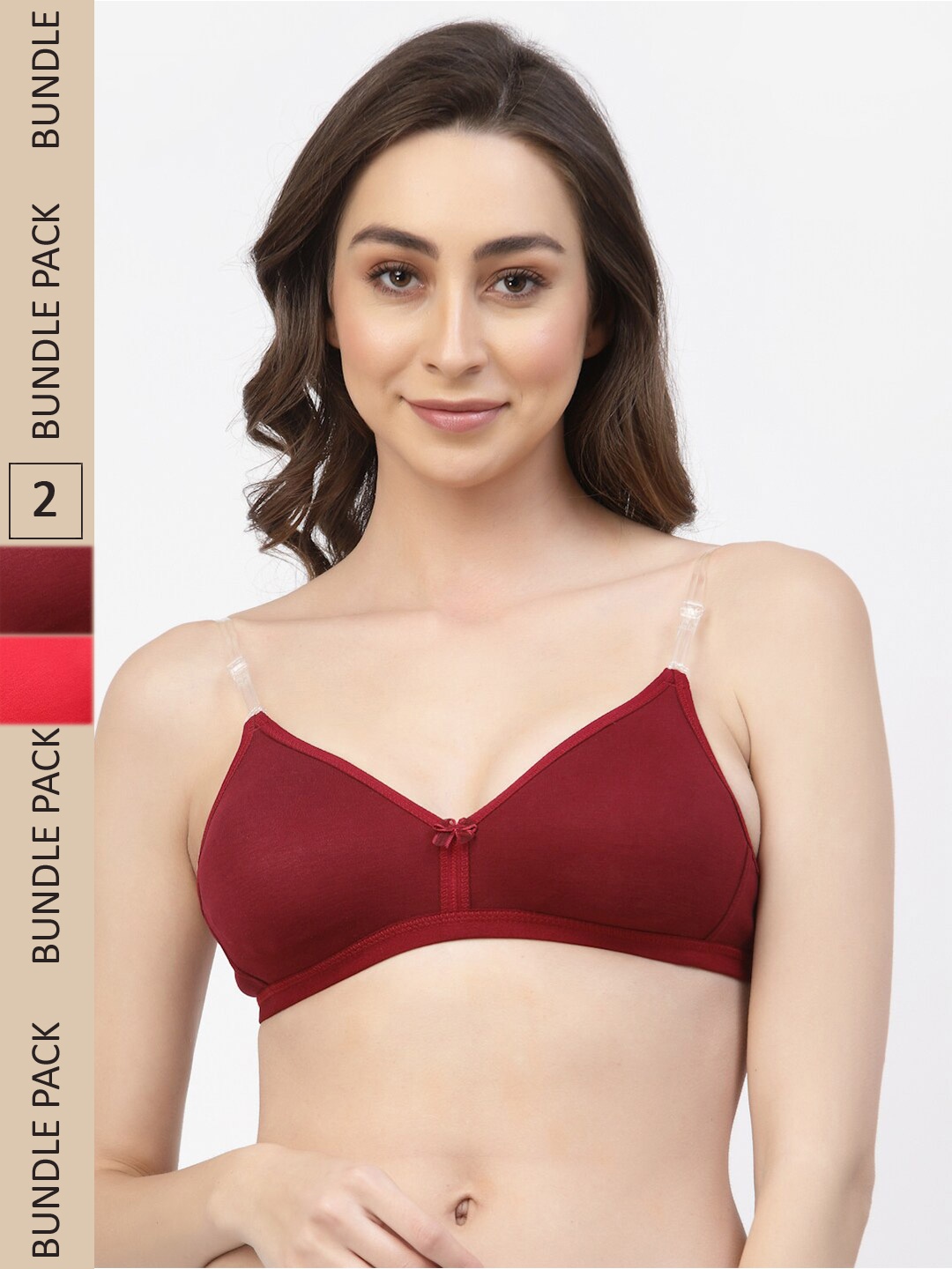 

Floret Pack Of 2 Non Padded T-Shirt Bra, Maroon