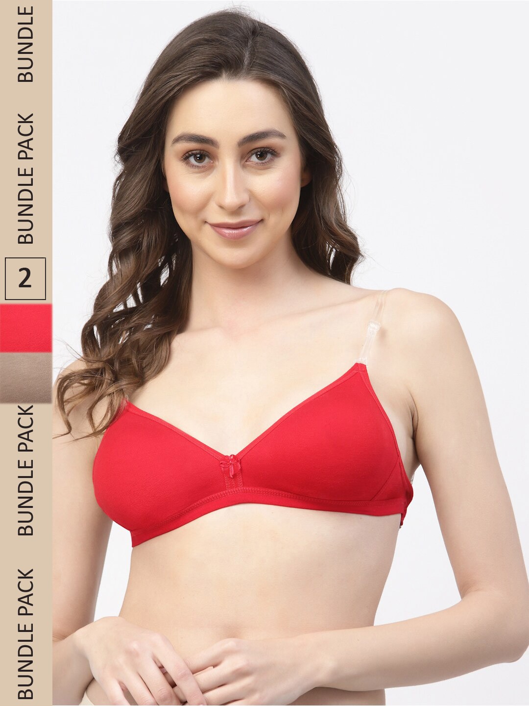 

Floret Pack Of 2 Non-Padded Non-Wired T-shirt Bra, Red