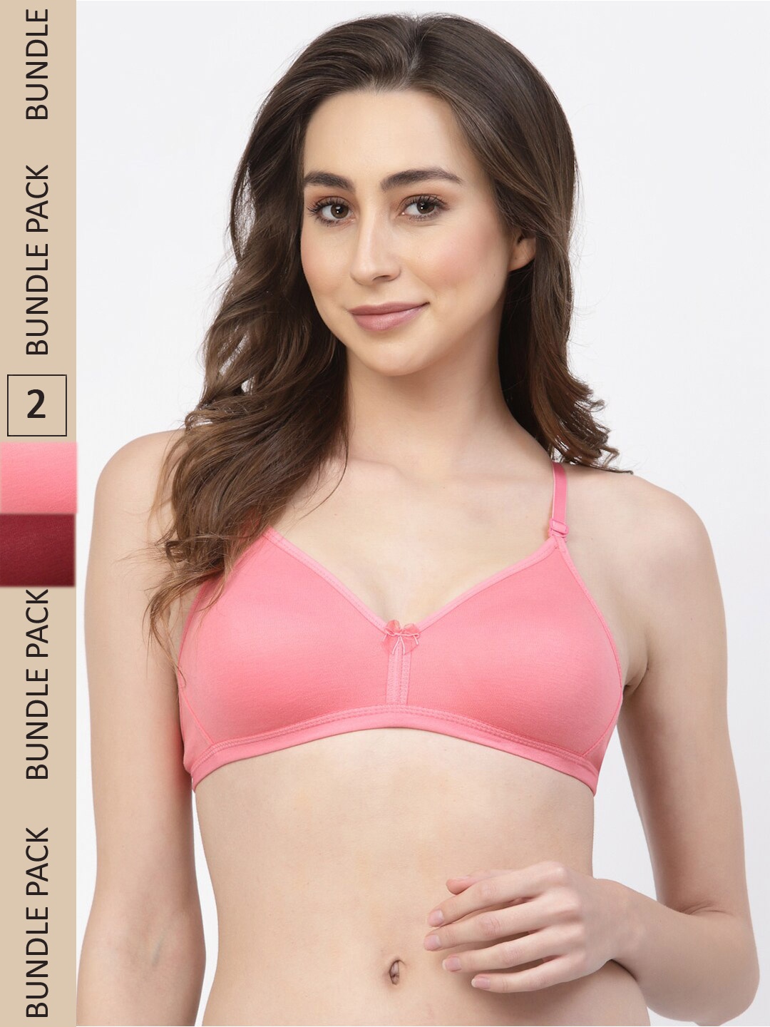 

Floret Pack of 2 Non-Padded Non-Wired T-shirt Bra, Rose