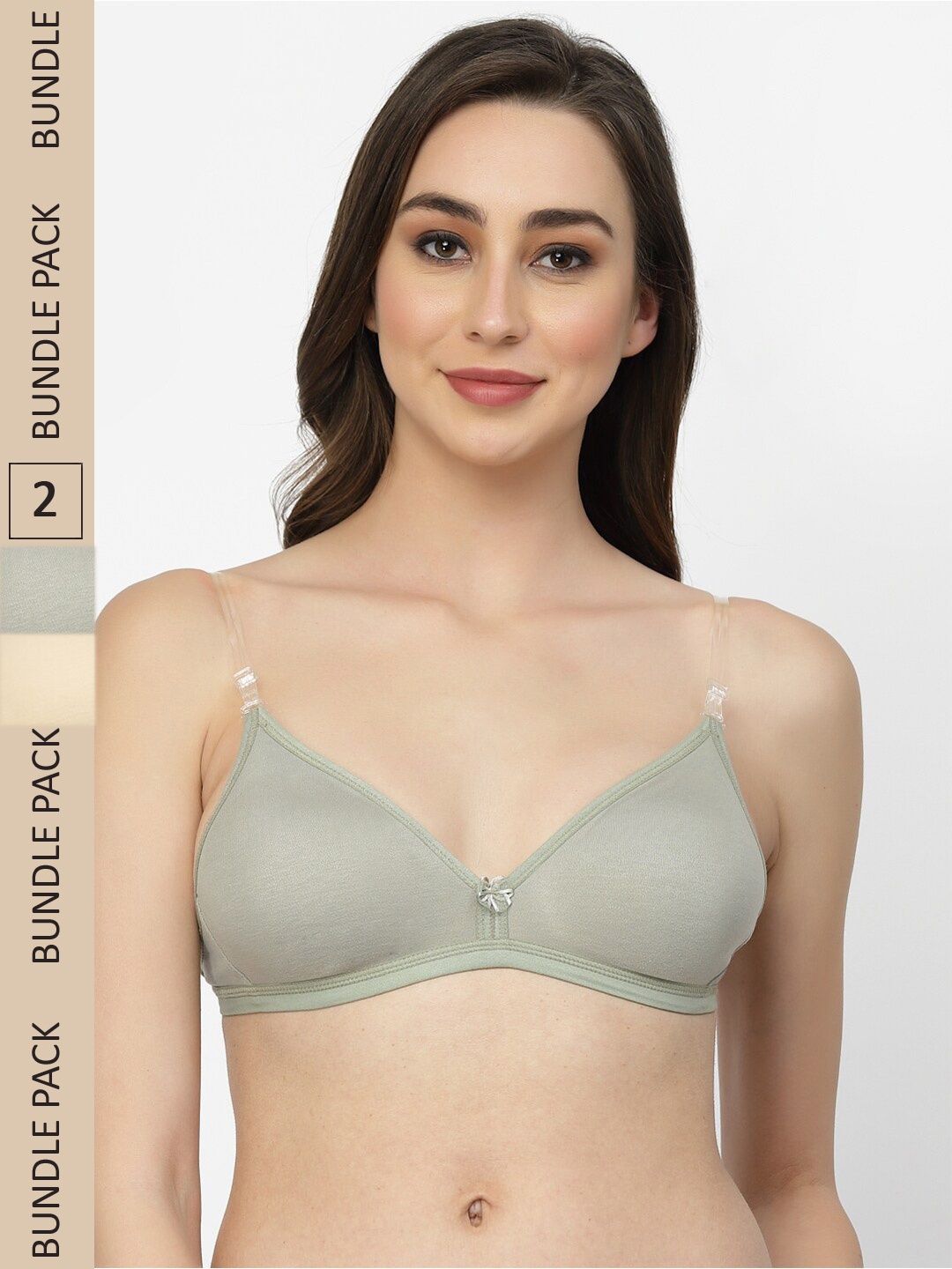 

Floret Pack Of 2 Non Padded Non Wired Seamless Bra, Beige