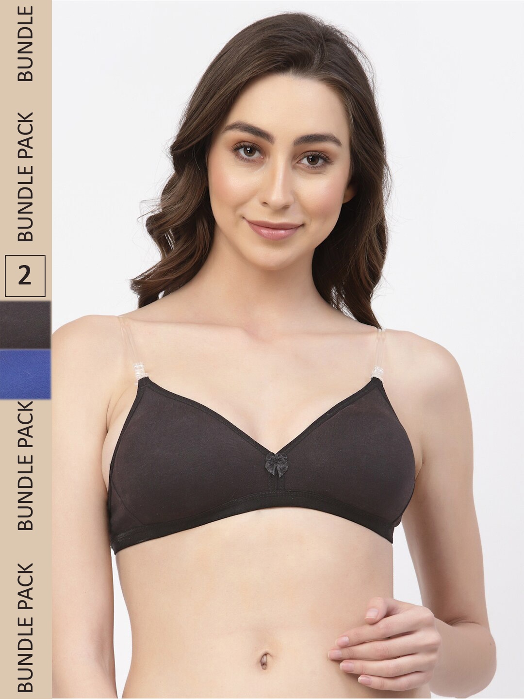 

Floret Pack Of 2 Non Padded Non Wired Seamless Bra, Black