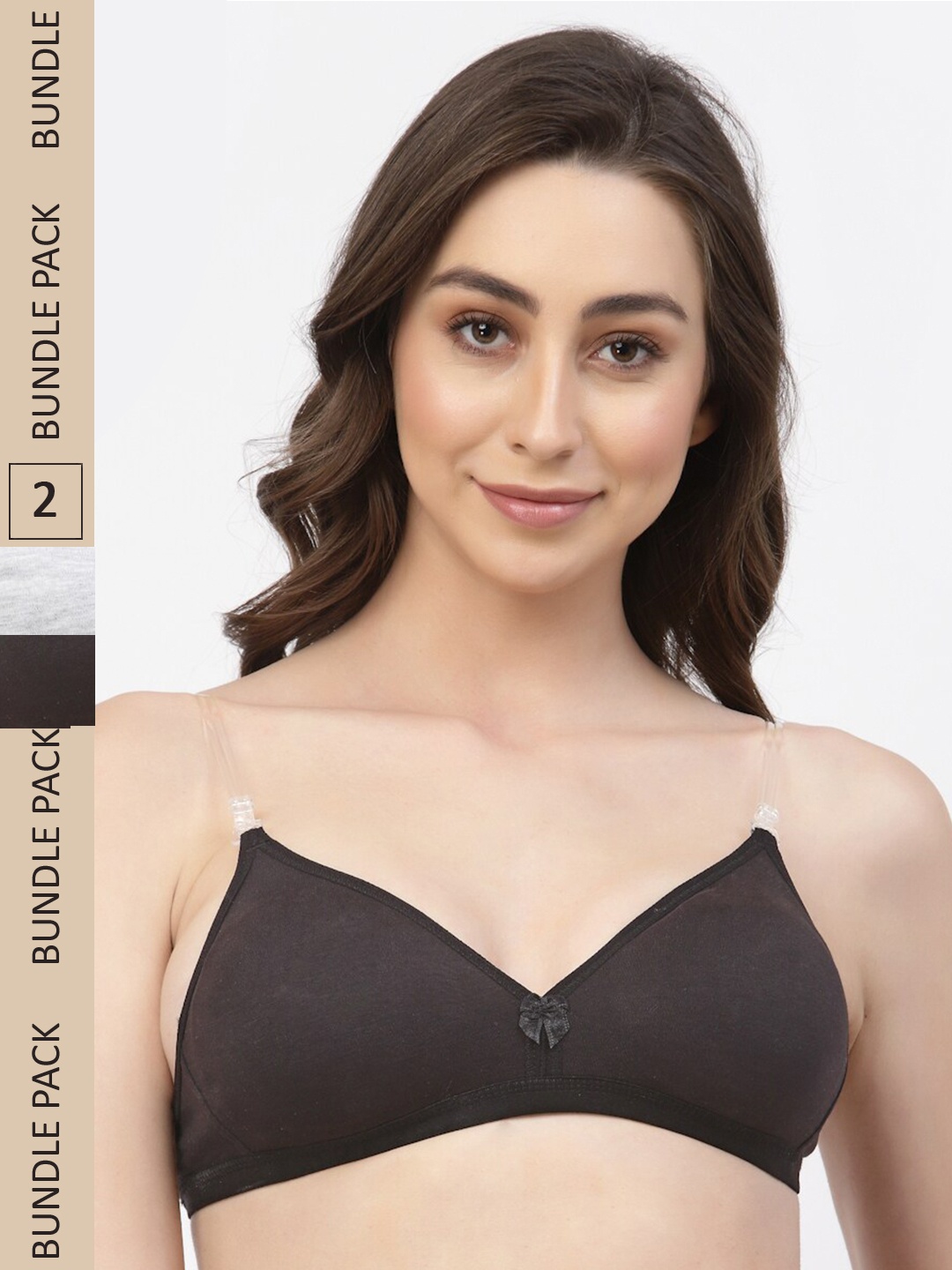 

Floret Pack Of 2 Non-Padded Non-Wired T-shirt Bra, Coffee brown