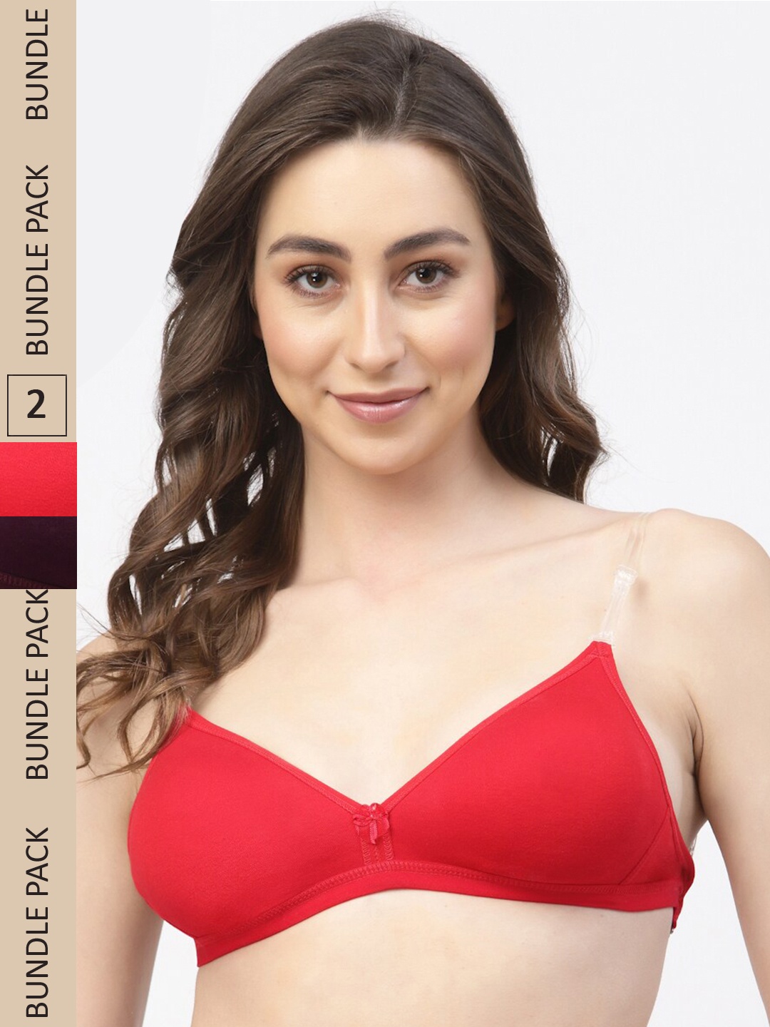 

Floret Pack Of 2 Non-Padded Non-Wired T-shirt Bra, Red