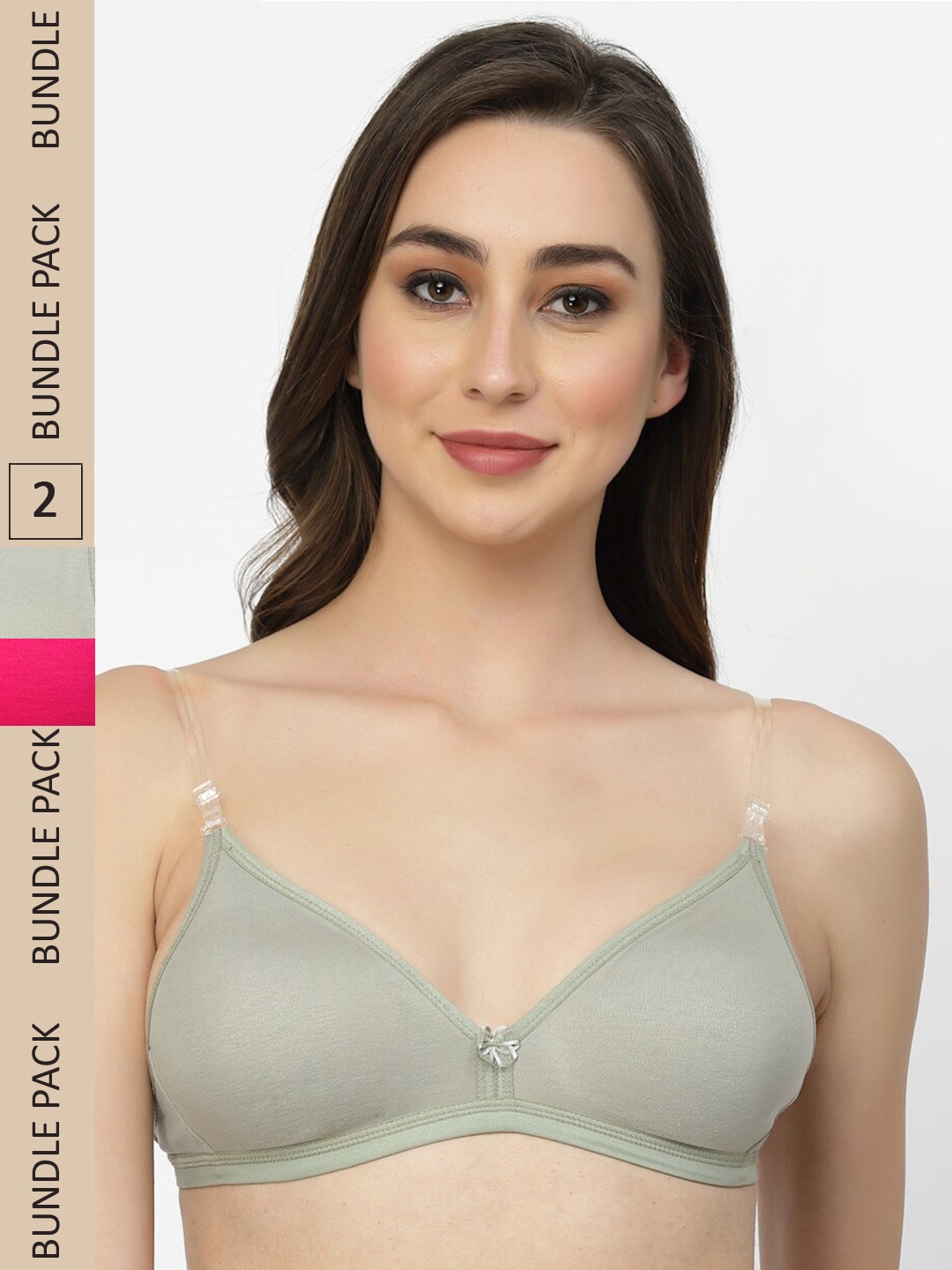 

Floret Pack of 2 Non-Padded Non-Wired T-shirt Bra, Olive