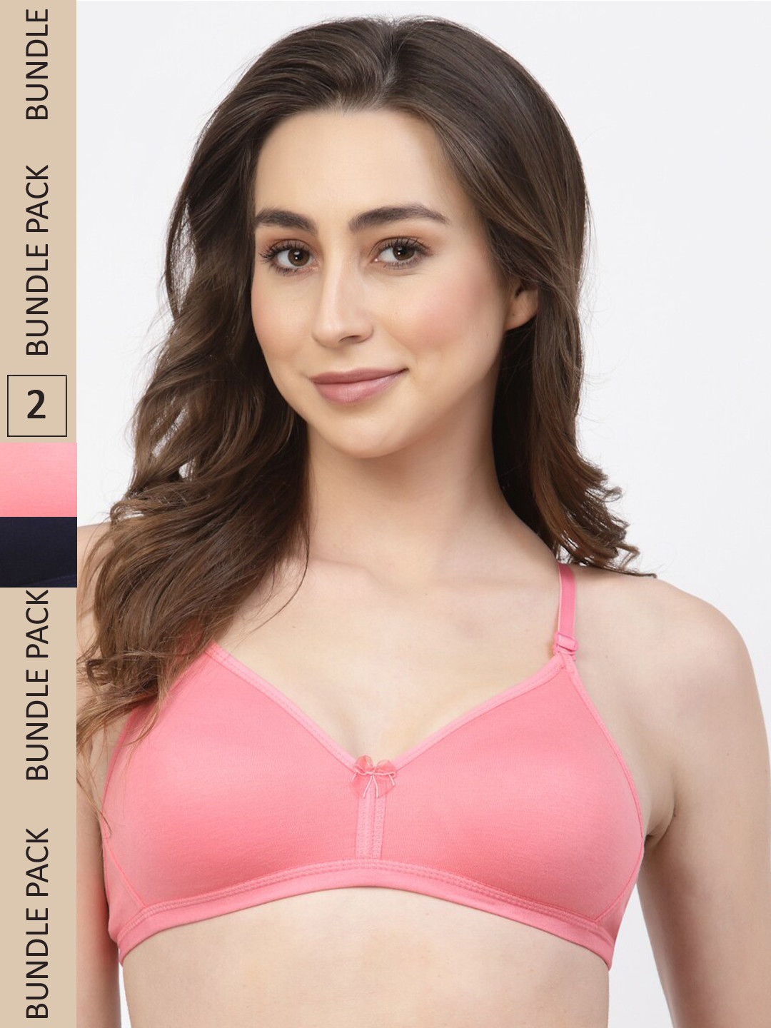 

Floret Pack Of 2 Non Padded Bra, Navy blue