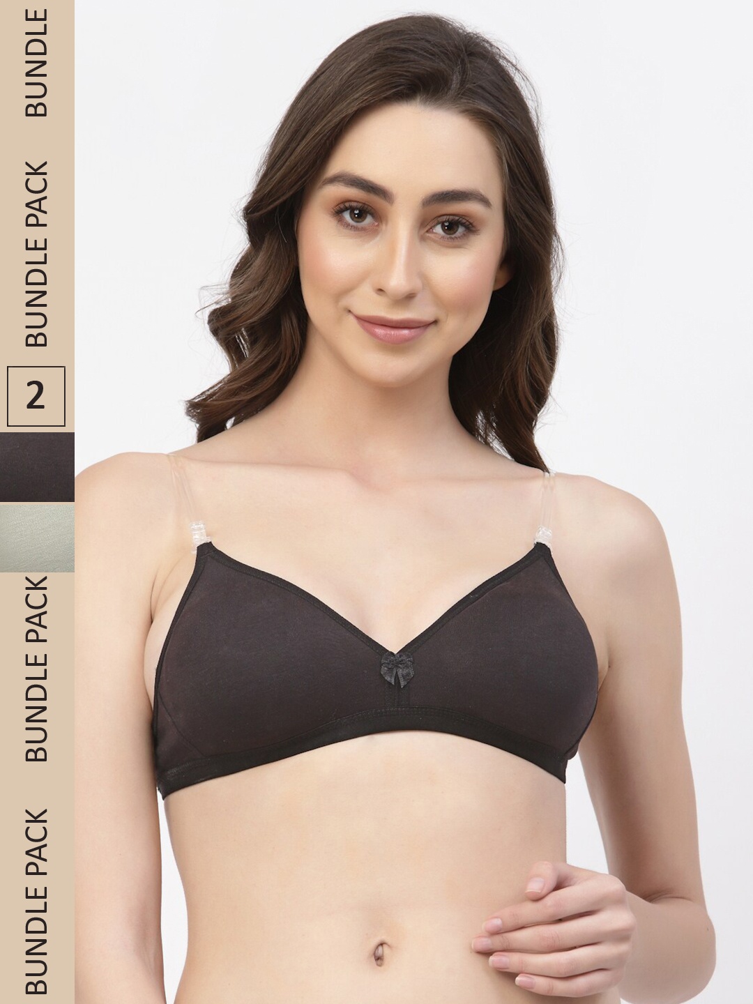 

Floret Pack Of 2 Non Padded Seamless T-shirt Bra, Black