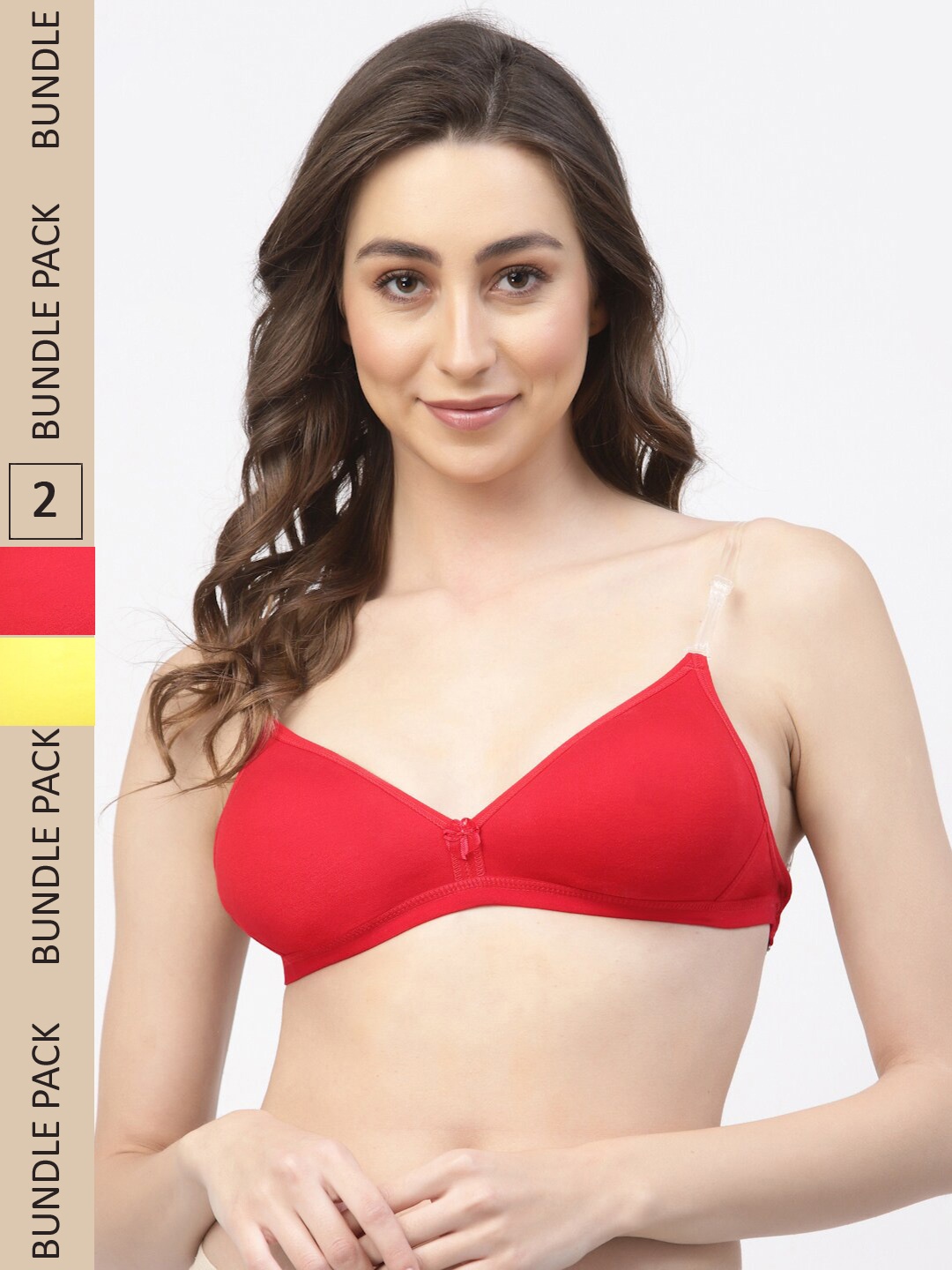 

Floret Pack Of 2 Non Padded Seamless T-shirt Bra, Red