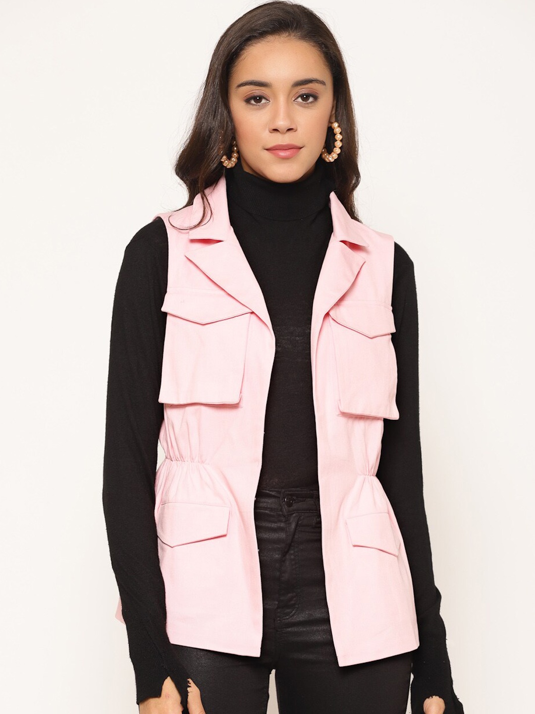 

HOUSE OF KKARMA Women Sleeveless Tailored Jacket, Pink