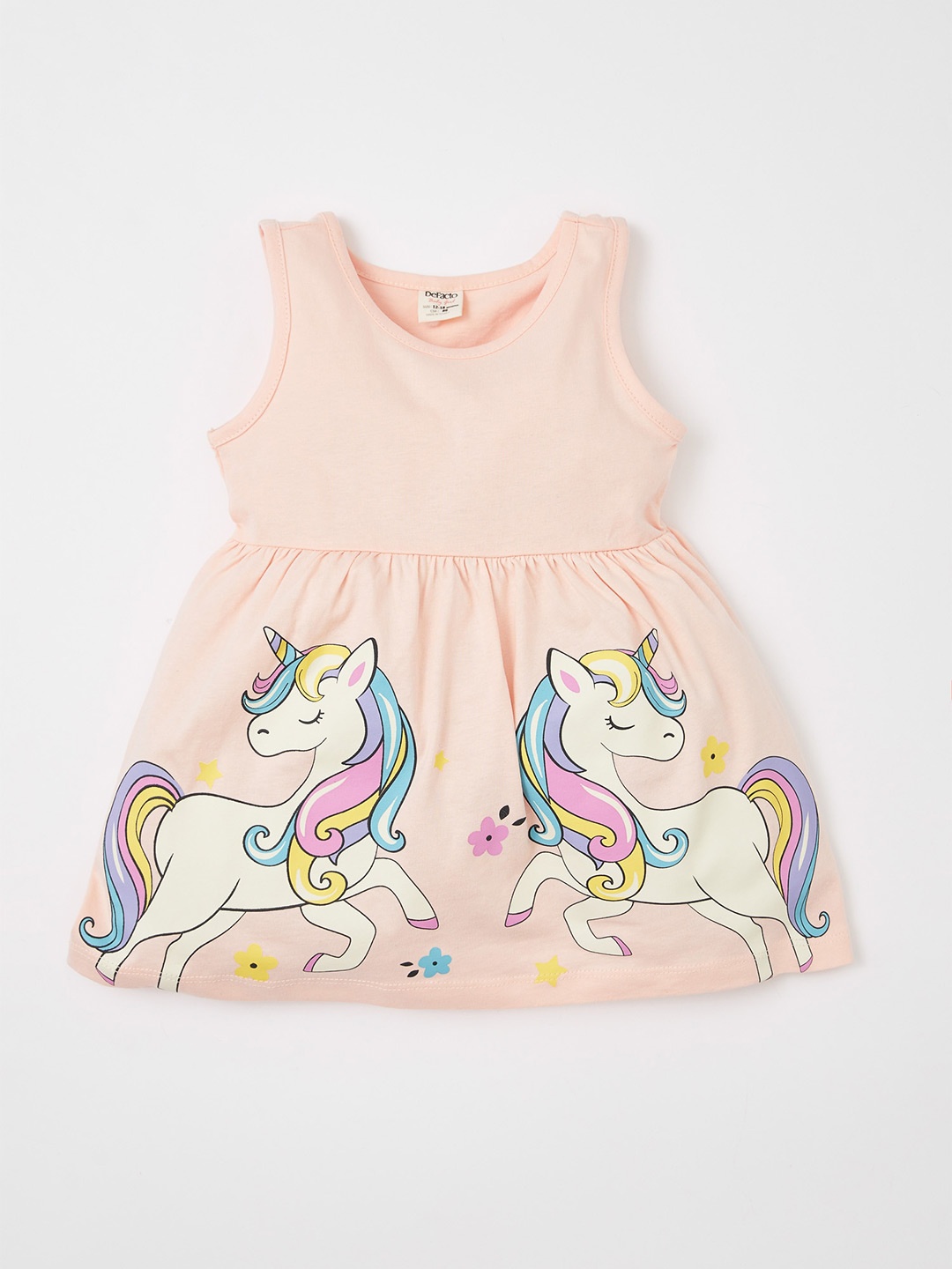 

DeFacto Girls Graphic Printed Pure Cotton A-Line Dress, Pink