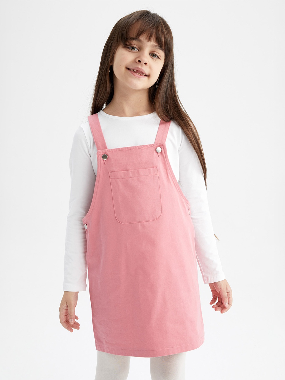 

DeFacto Girls Pure Cotton Pinafore Dress, Pink