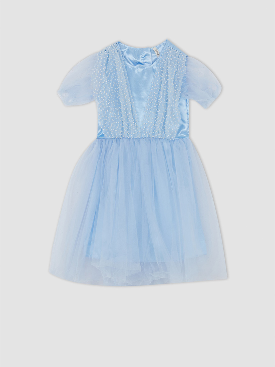 

DeFacto Girls Round Neck Fit & Flare Dress, Blue
