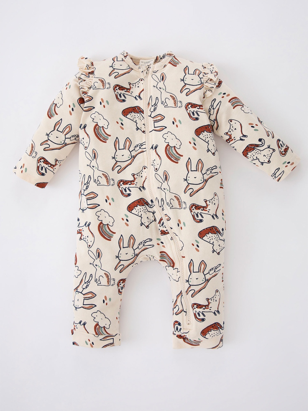 

DeFacto Infants Printed Pure Cotton Rompers, Beige