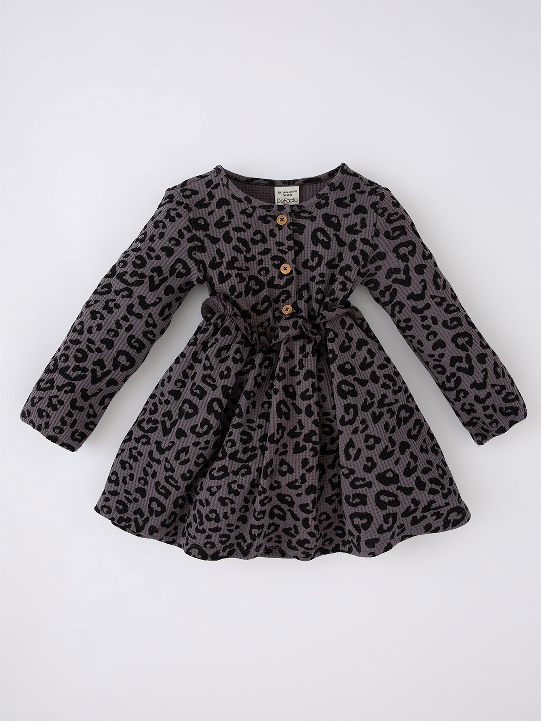 

DeFacto Girls Animal Printed Fit & Flare Dress, Grey