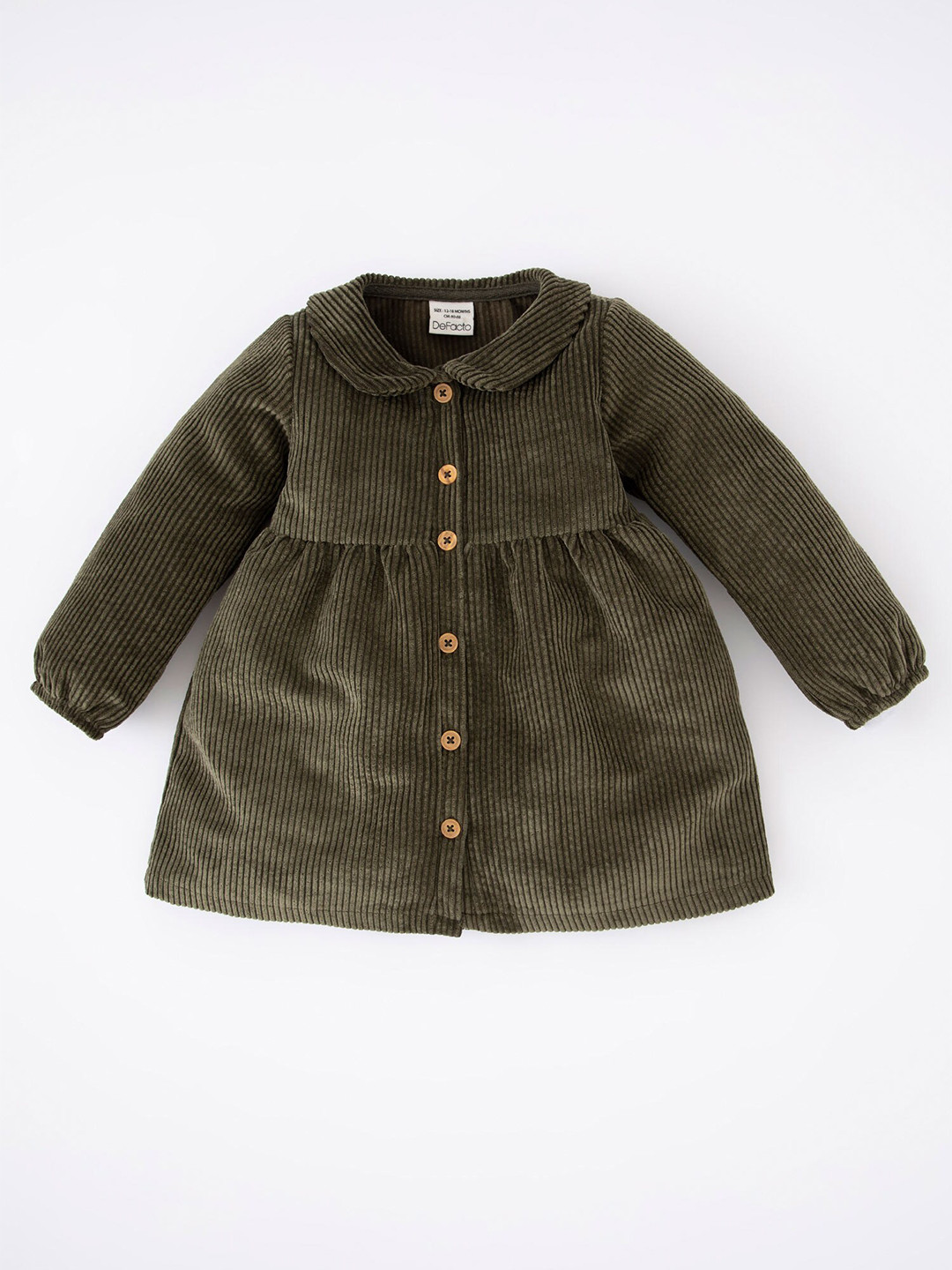 

DeFacto Girls Peter Pan Collar A-Line Dress, Olive