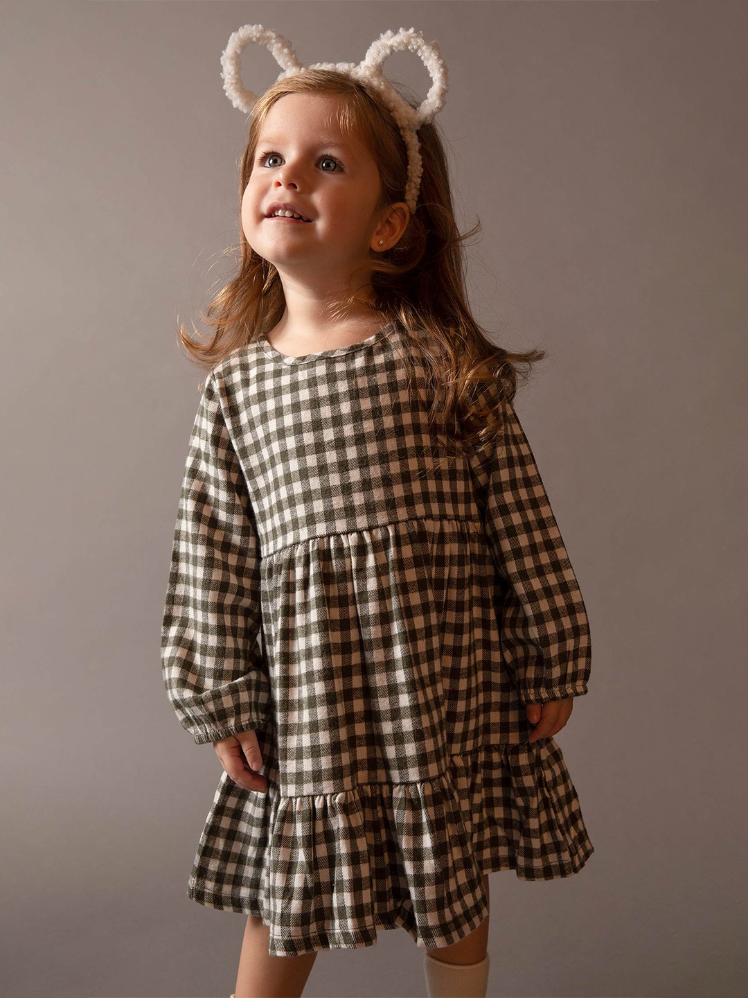 

DeFacto Girls Checked A-Line Dress, Green