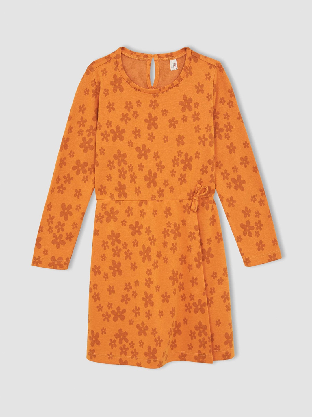 

DeFacto Girls Floral Long Sleeves A-Line Dress, Orange