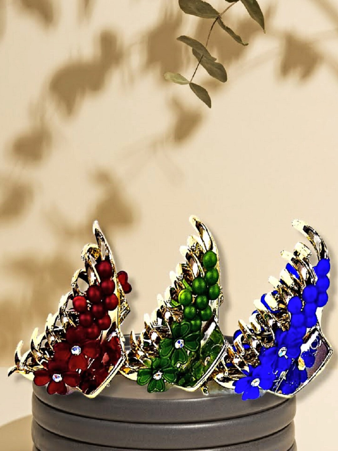 

Proplady Women Set of 3 Embellished Claw Clip, Blue