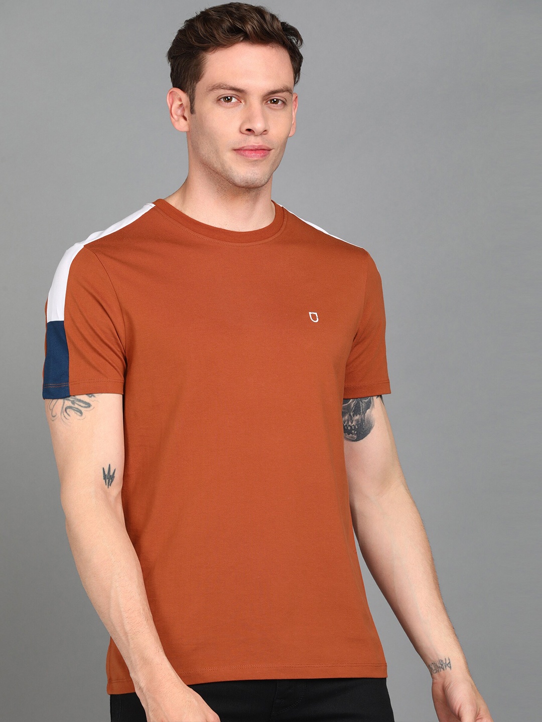 

Urbano Fashion Slim Fit Round Neck Cotton T-shirt, Brown