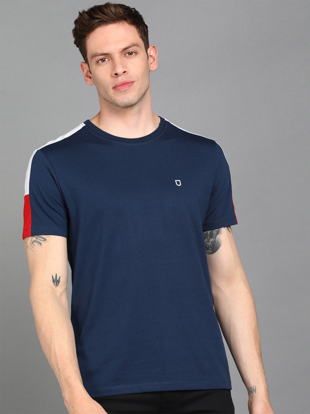 

Urbano Fashion Men Slim Fit Round Neck Cotton T-shirt, Blue