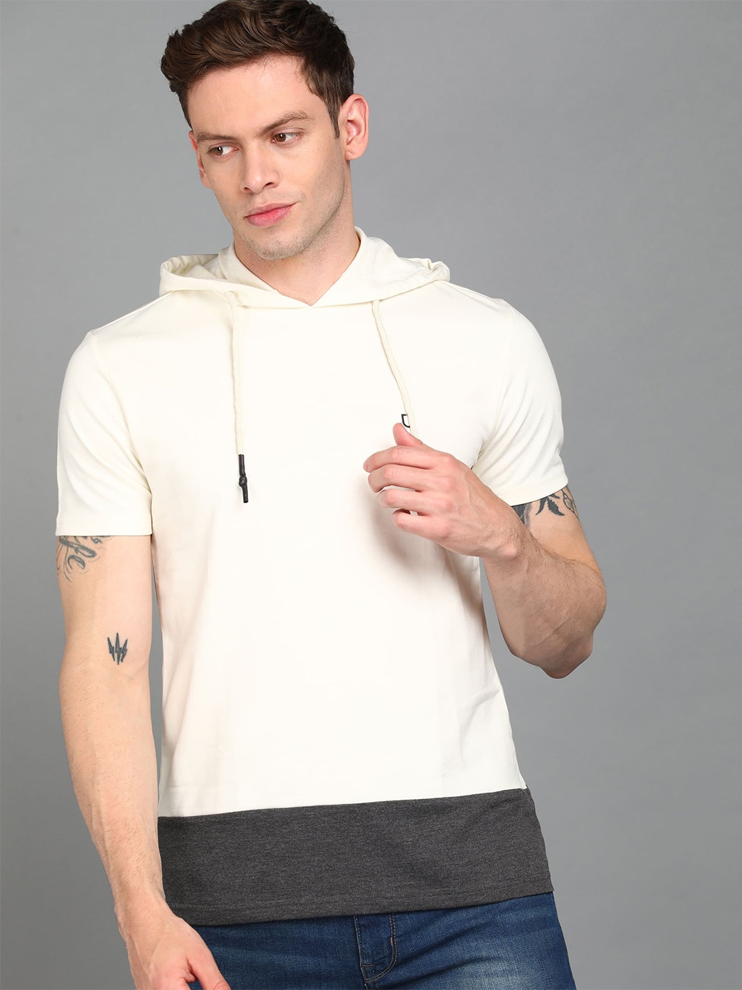 

Urbano Fashion Men Slim Fit Cotton T-shirt, Off white