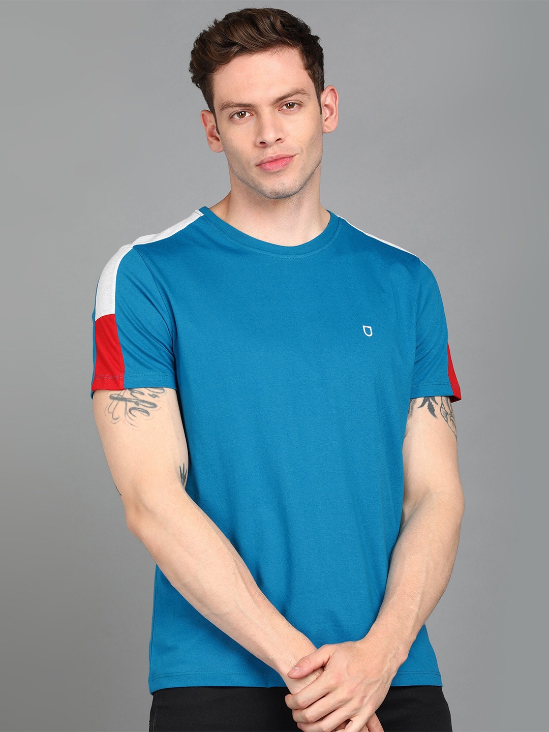 

Urbano Fashion Men Slim Fit Cotton T-shirt, Blue
