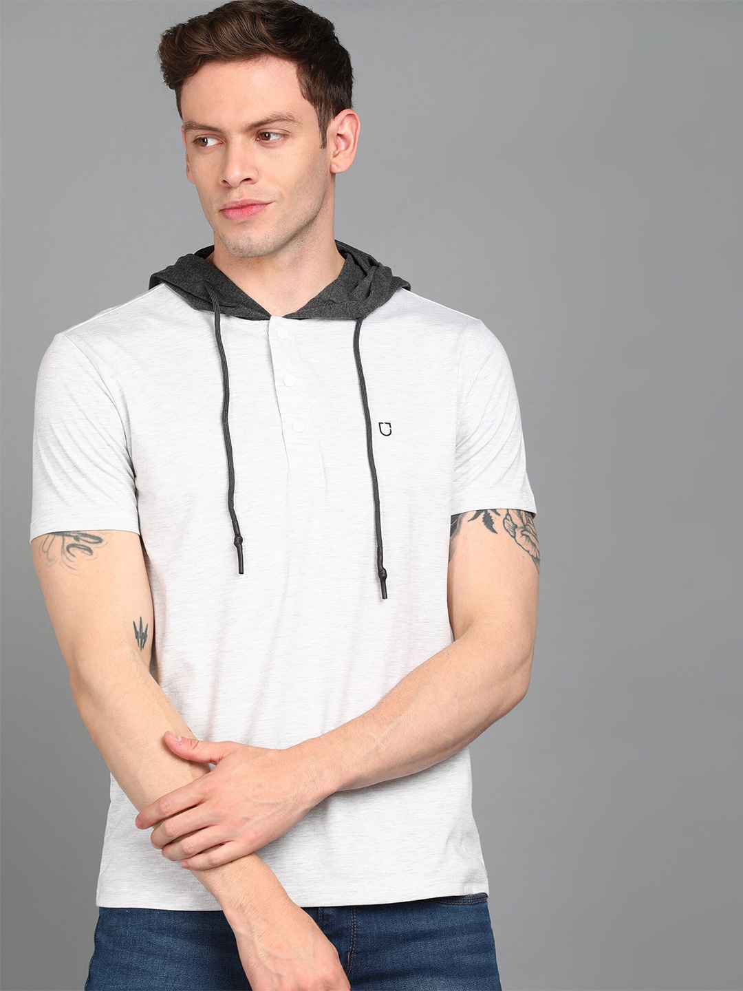

Urbano Fashion Men Slim Fit Cotton T-shirt, Grey