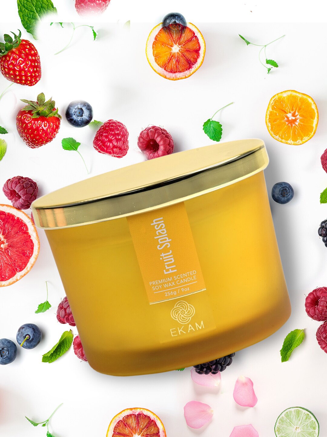 

Ekam Yellow Fruit Splash 3 Wick Scented Candle