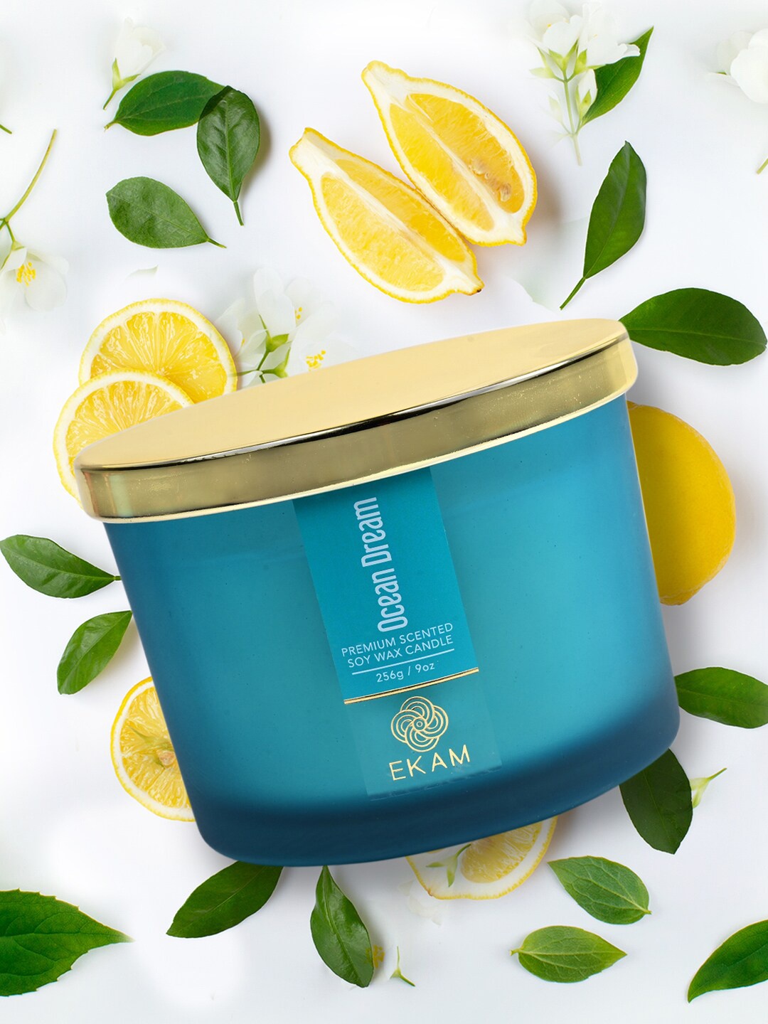 

Ekam Ocean Dream Sky Blue & White 3 Wick Scented Candle