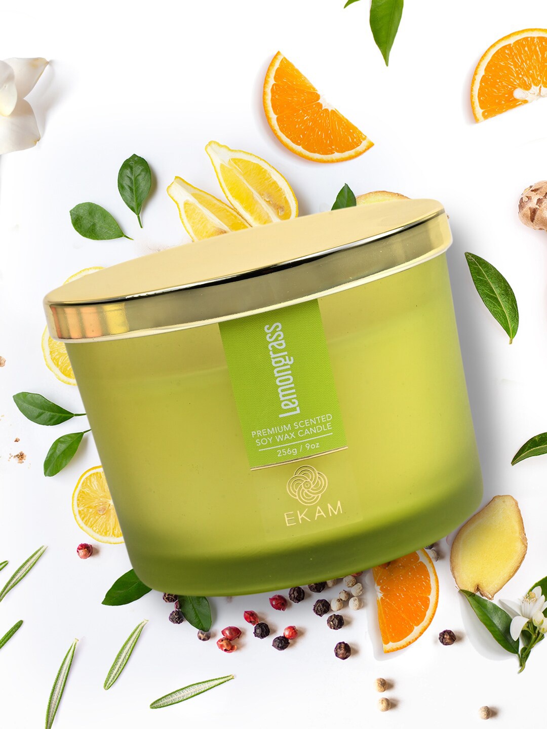 

Ekam Green 3 Wick Lemongrass Scented Candle