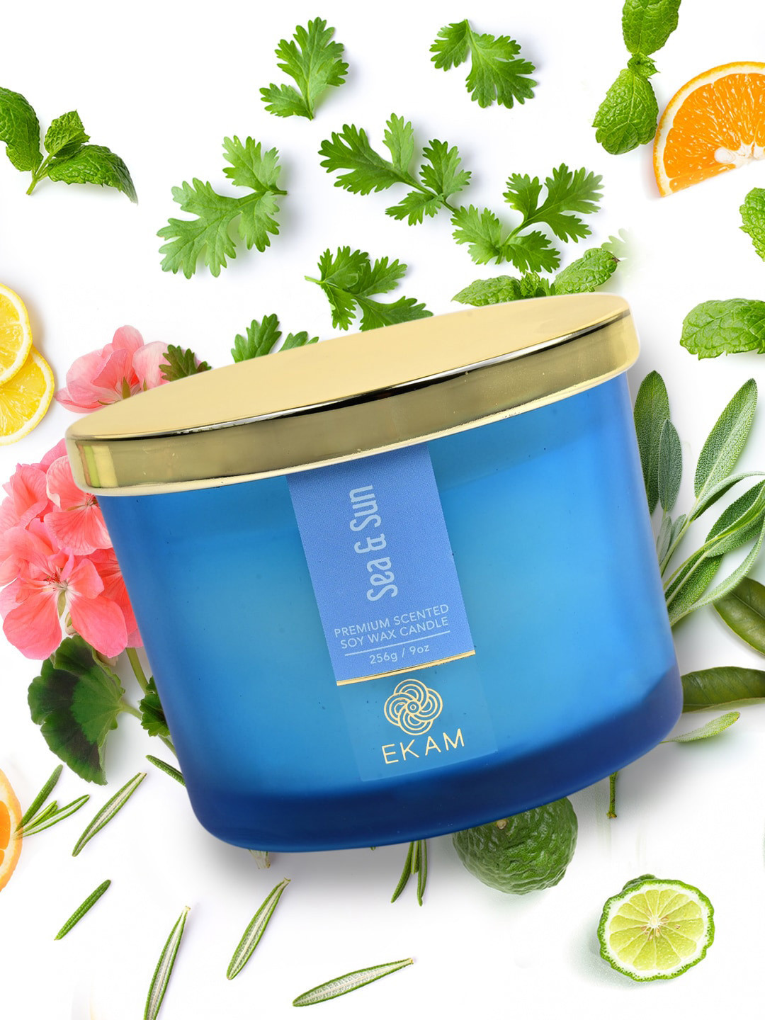 

Ekam Blue 3 Wick Sea & Sun Fragrance Scented Candle