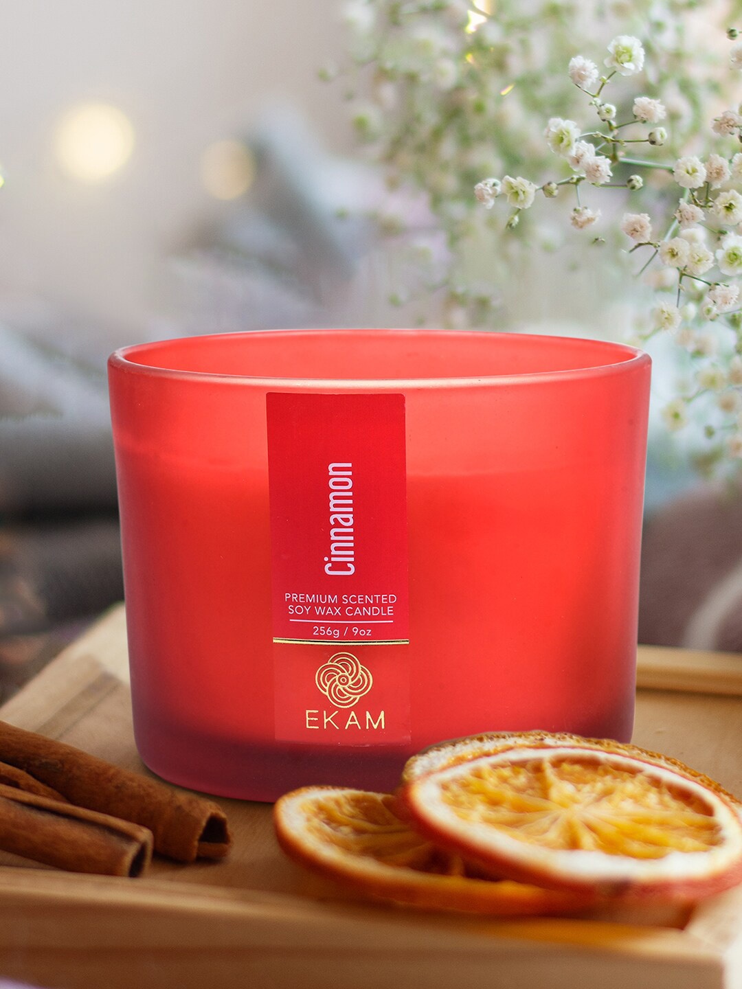 

Ekam Red 3 Wick Cinnamon Scented Candle