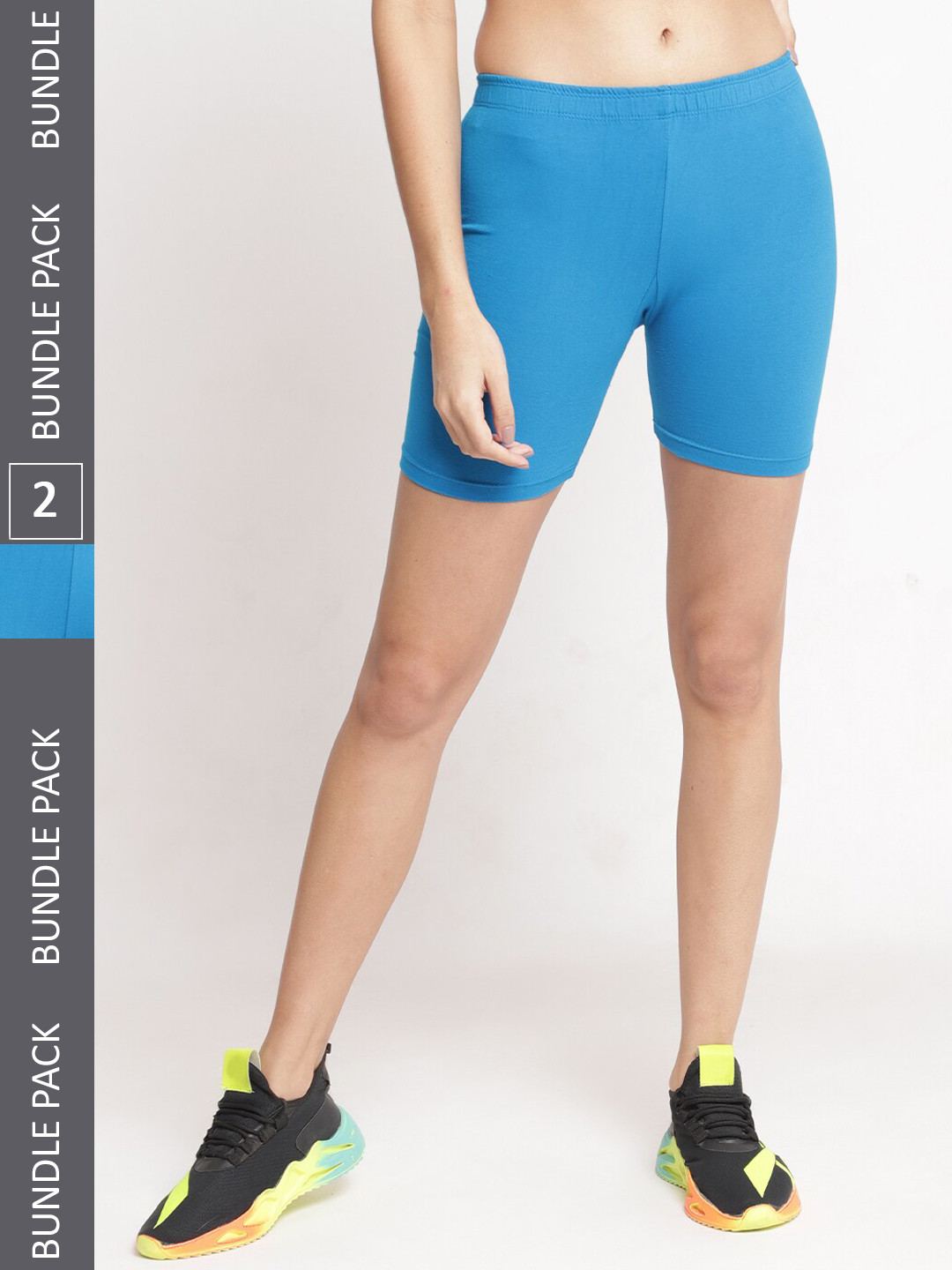 

Jinfo Women Pack Of 2 Cycling Sports Shorts, Blue