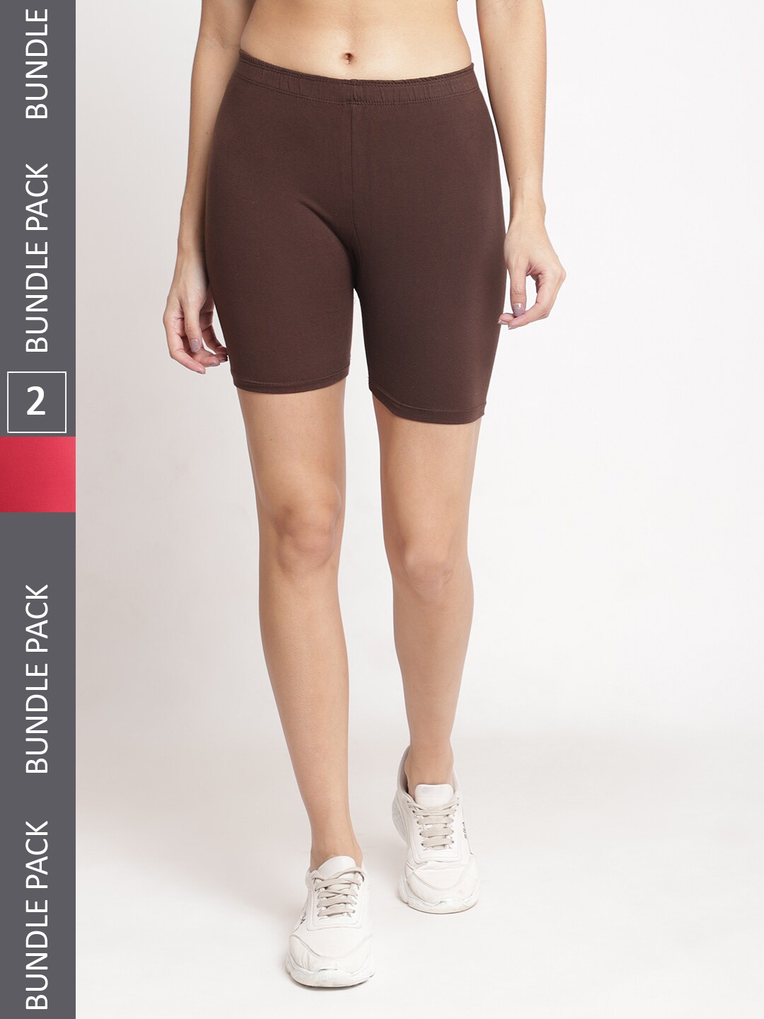 Jinfo Women Pack Of 2 Cycling Sports Shorts, Maroon