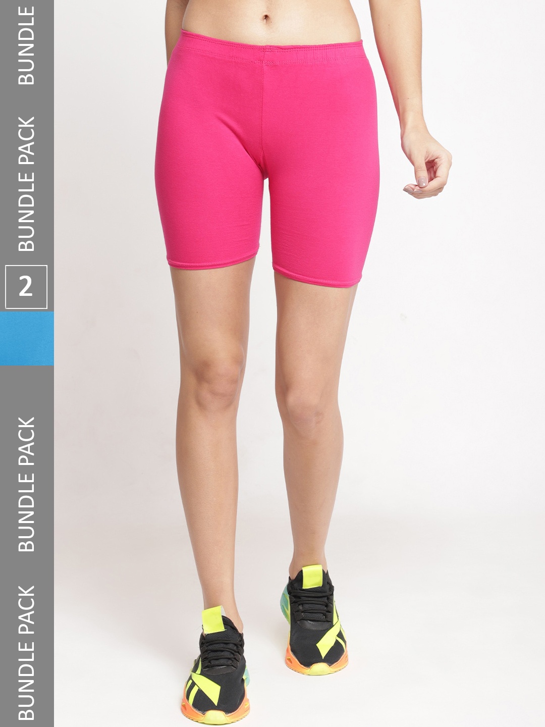 

Jinfo Women Pack Of 2 Mid-Rise Cycling Shorts, Pink