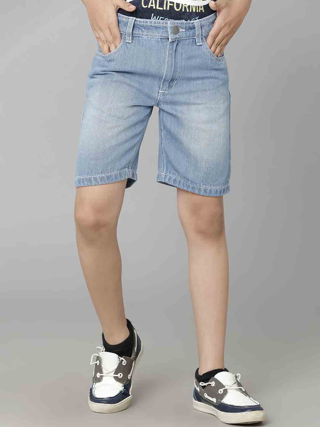 

UNDER FOURTEEN ONLY Boys Washed Denim Shorts, Blue
