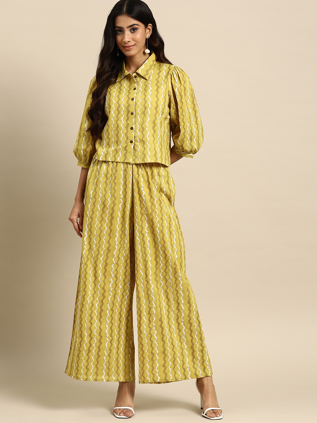 

all about you Pure Cotton Geometric Print Co-Ords, Mustard
