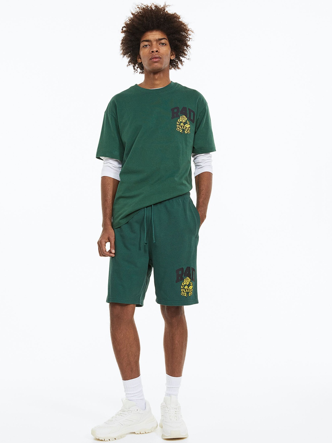 

H&M Men Relaxed Fit Cotton Sweatshorts, Green