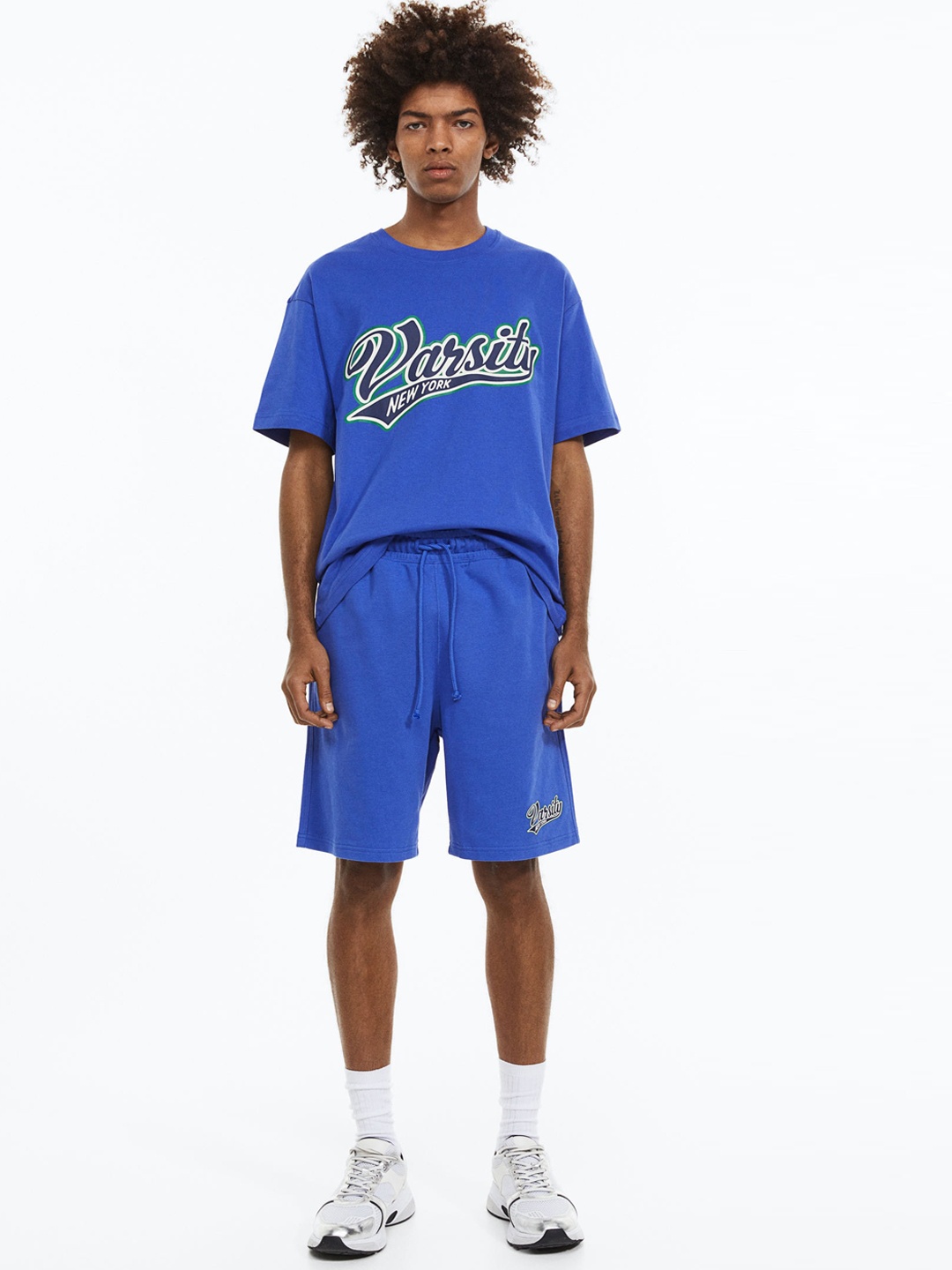 

H&M Men Relaxed Fit Pure Cotton Sweat Shorts, Blue