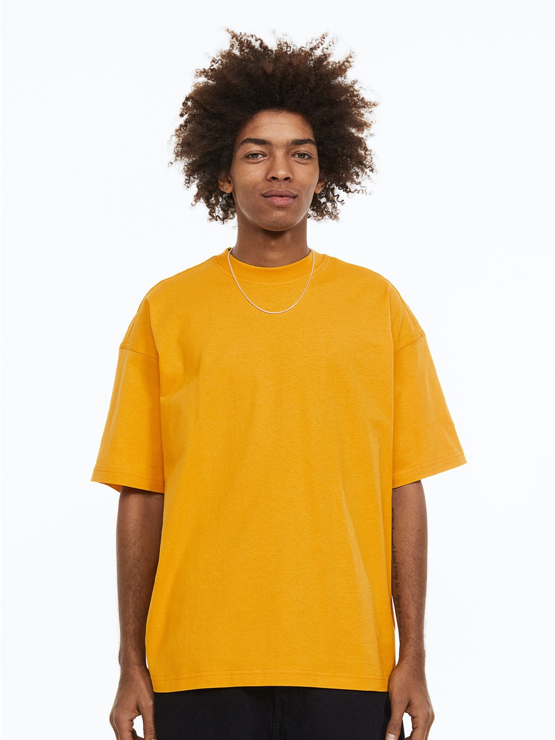 

H&M Men Oversized Fit Pure Cotton T-shirt, Yellow