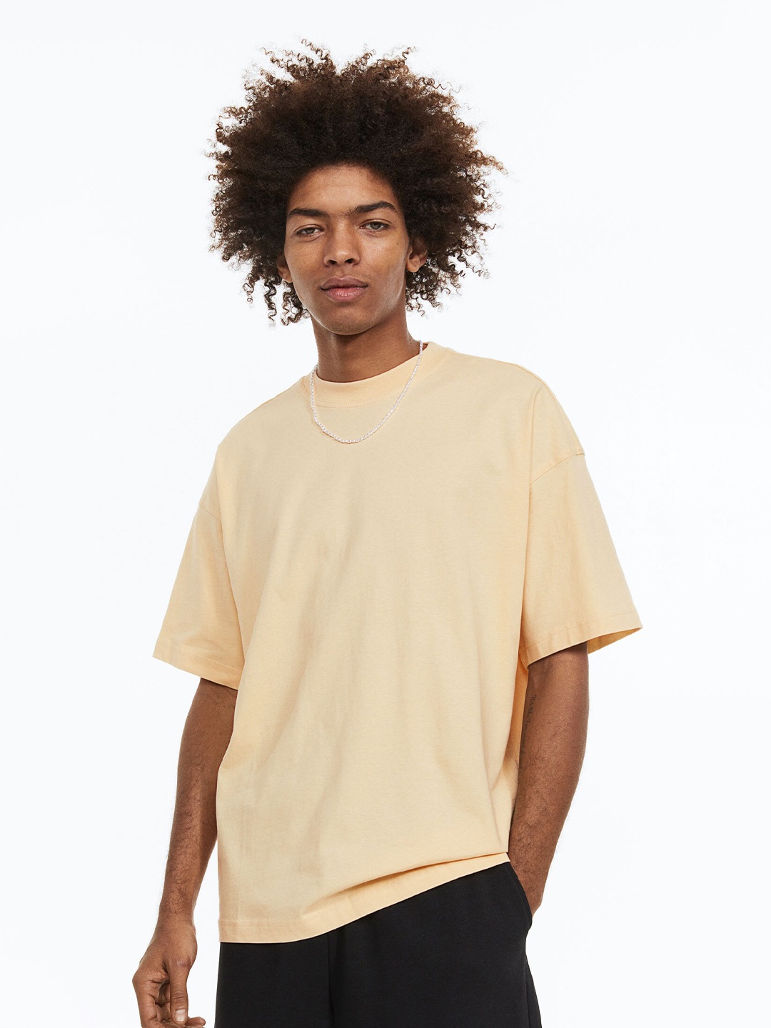 

H&M Men Oversized Fit Cotton T-shirt, Beige