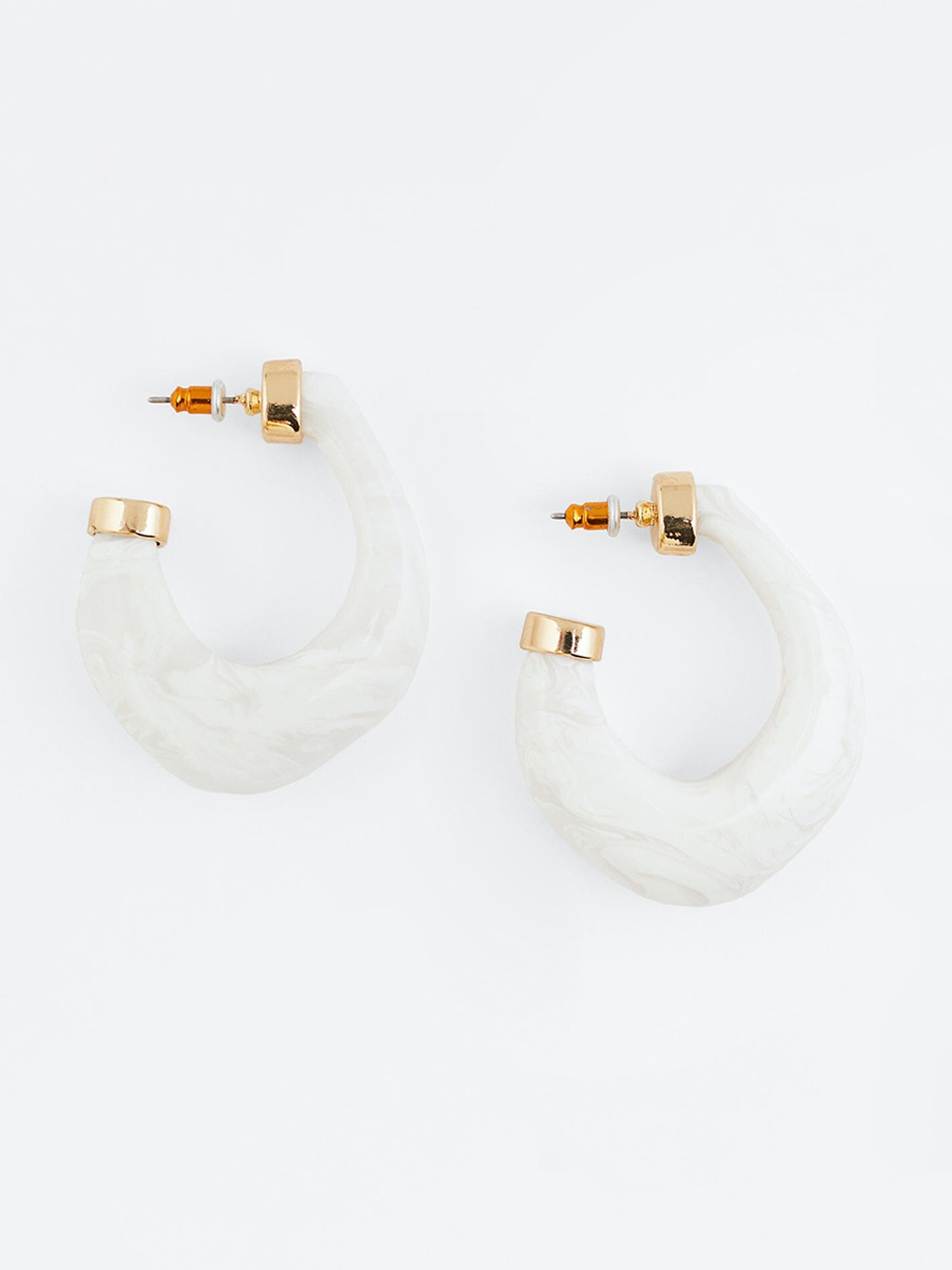 

H&M Women Asymmetrical Hoop Earrings, White