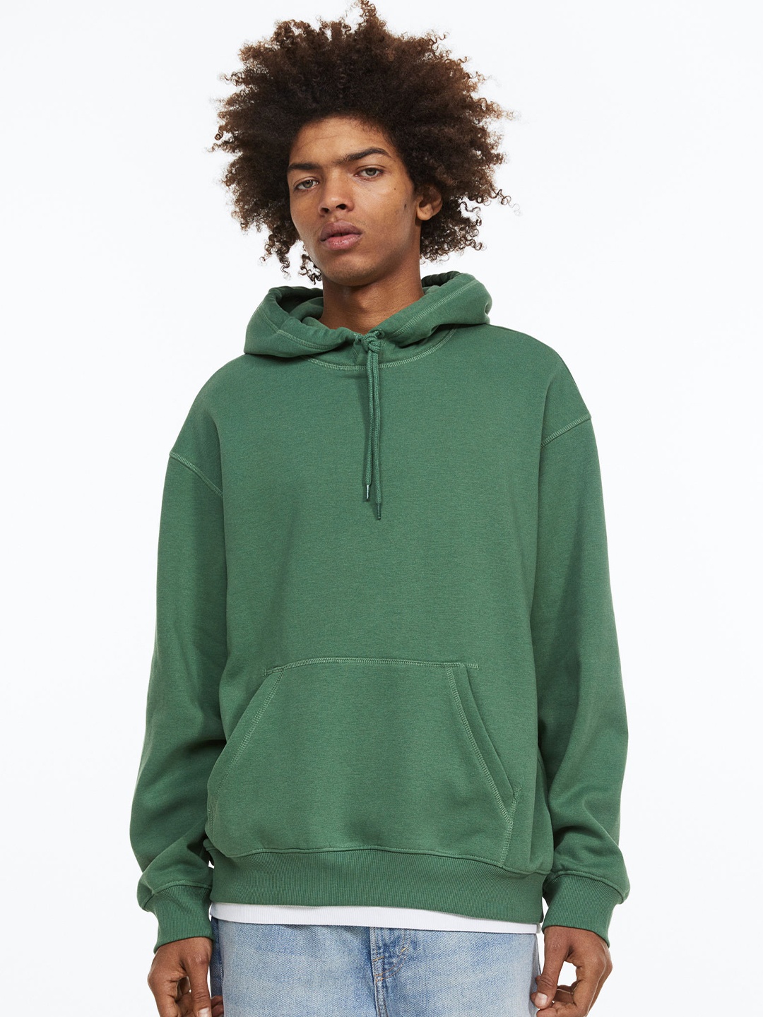 

H&M Men Relaxed Fit Hoodie, Green