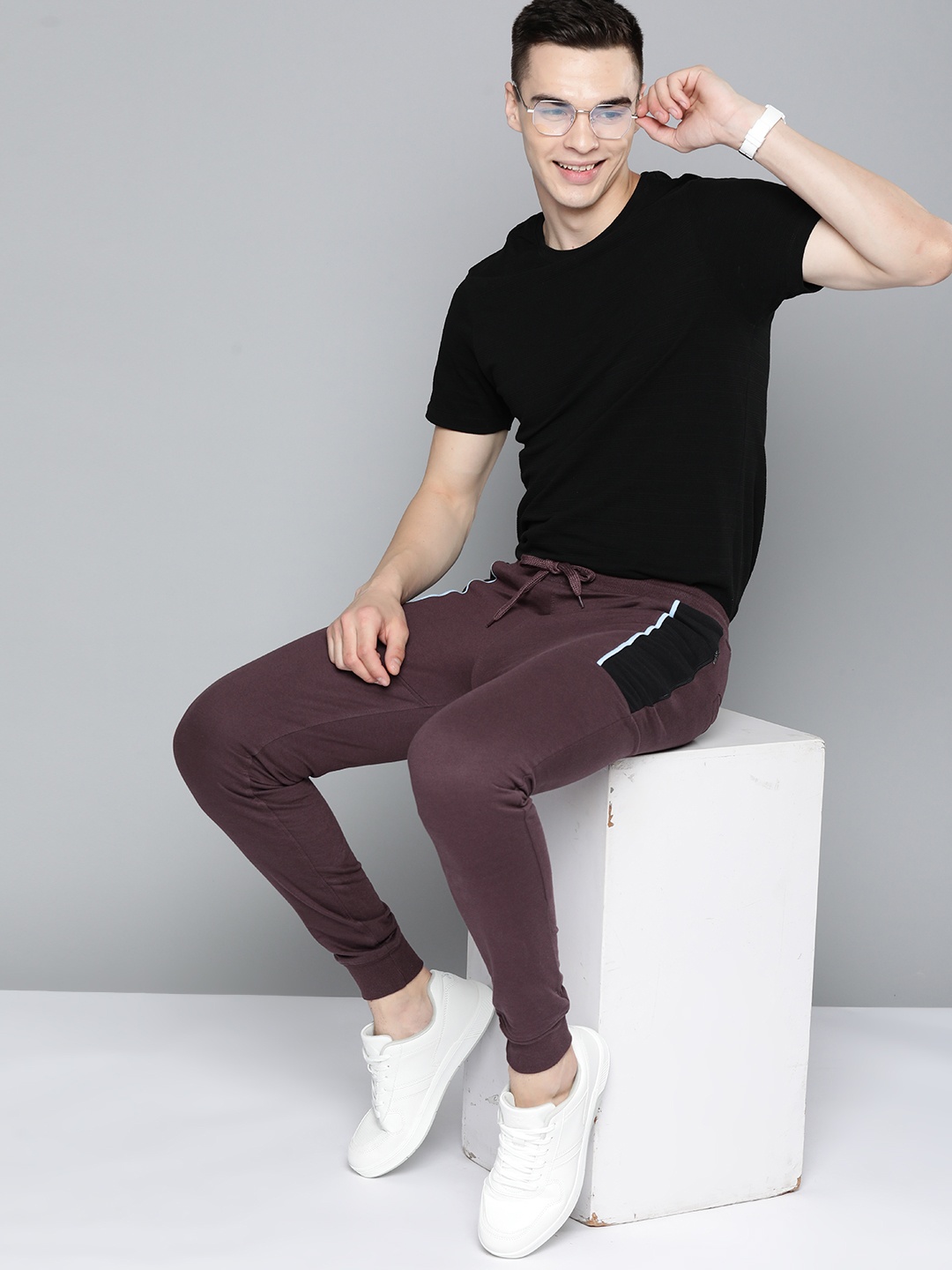 

Mast & Harbour Men Knitted Joggers, Brown