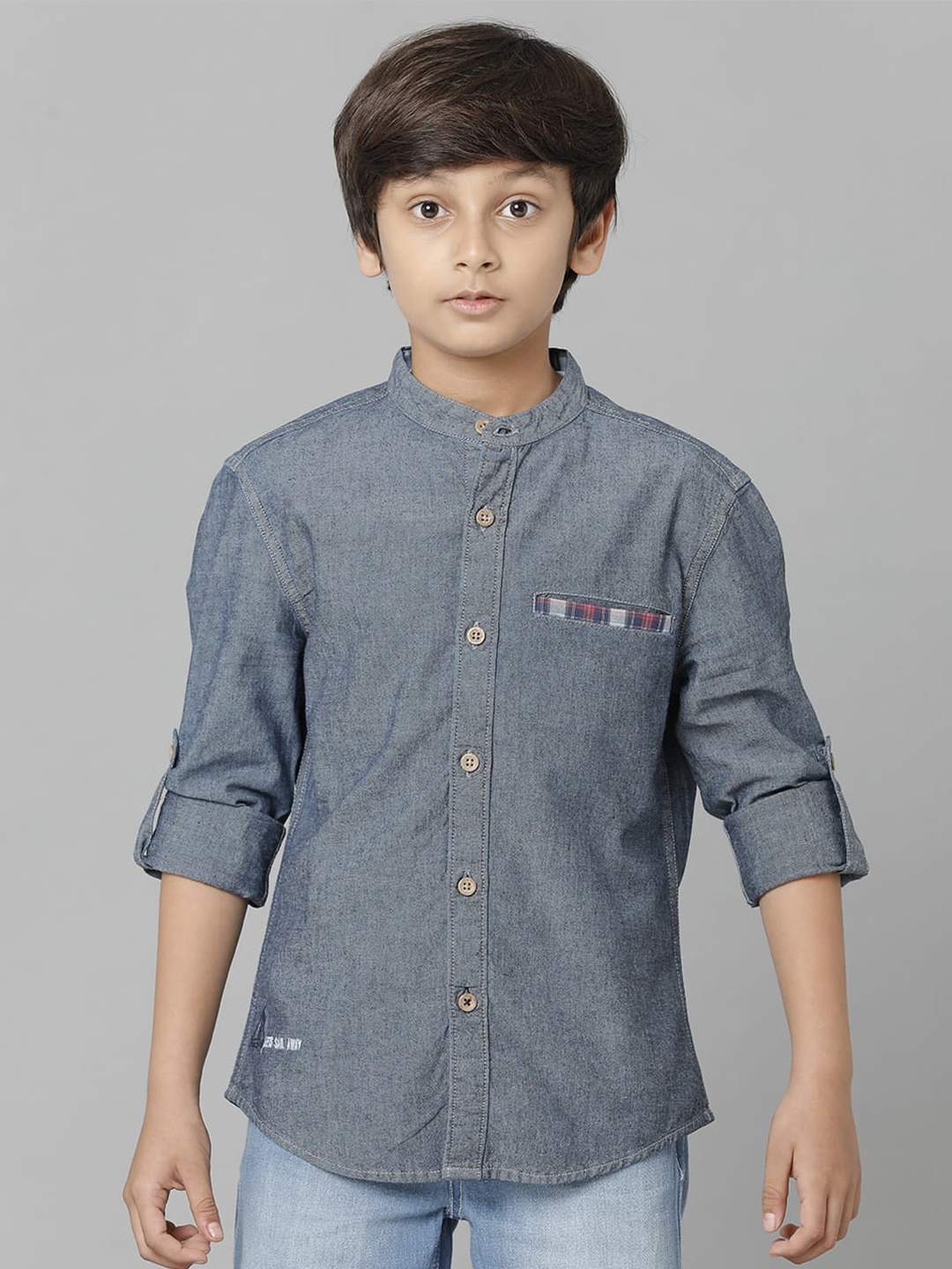 

UNDER FOURTEEN ONLY Boys Casual Cotton Shirt, Grey
