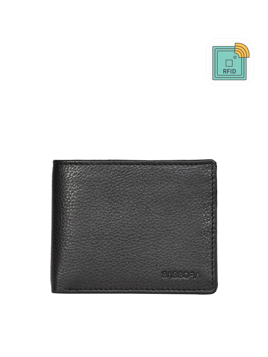 

Sassora Men Genuine Leather Two Fold Wallet, Black