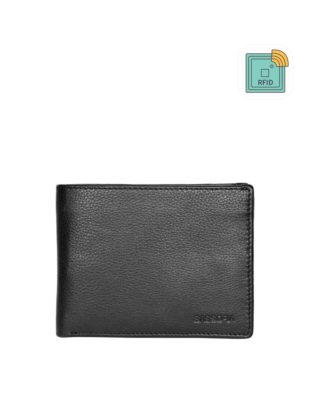 

Sassora Men Genuine Leather RFID Two Fold Wallet, Black