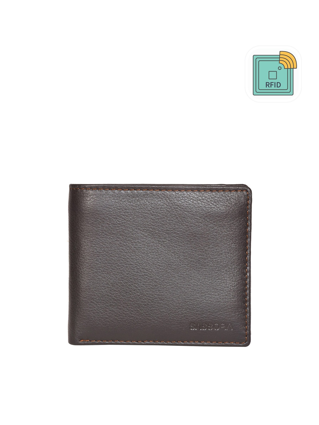 

Sassora Men Genuine Leather RFID Two Fold Wallet, Brown