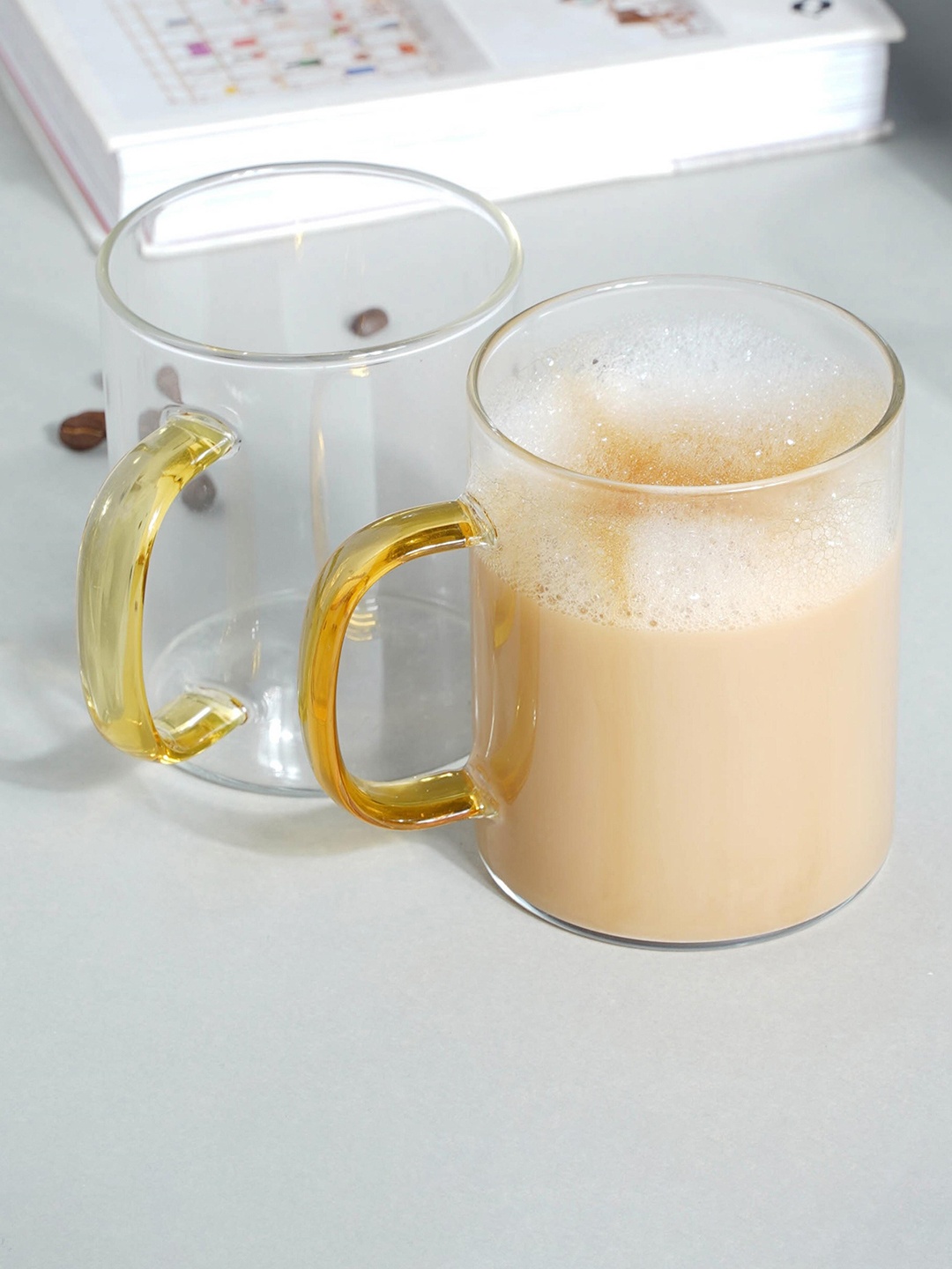 

Nestasia Transparent & Yellow 2 Pcs Glass Tea Mugs 400 ml Each