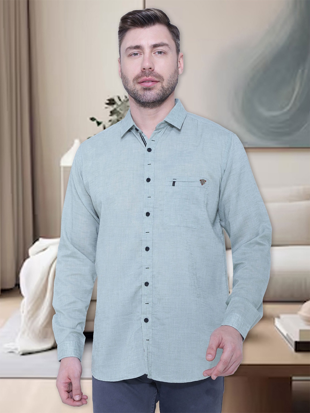 

Kuons Avenue Men Smart Slim Fit Casual Shirt, Blue